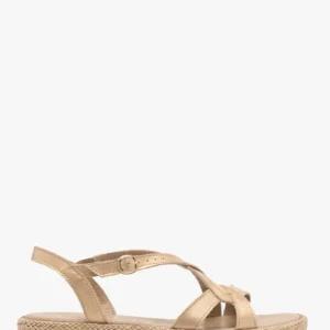 Złote sandały damskie płaskie