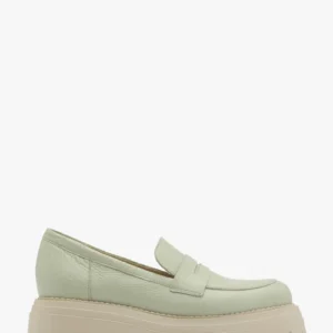 Miętowe mokasyny na grubej podeszwie