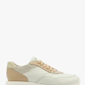 Białe półbuty sportowe z beżowymi wstawkami