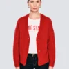 e2e9ff1da73372f91e2dcf056768a68acbcb974a Kardigan damski z dodatkiem wełny czerwony Kardila 603