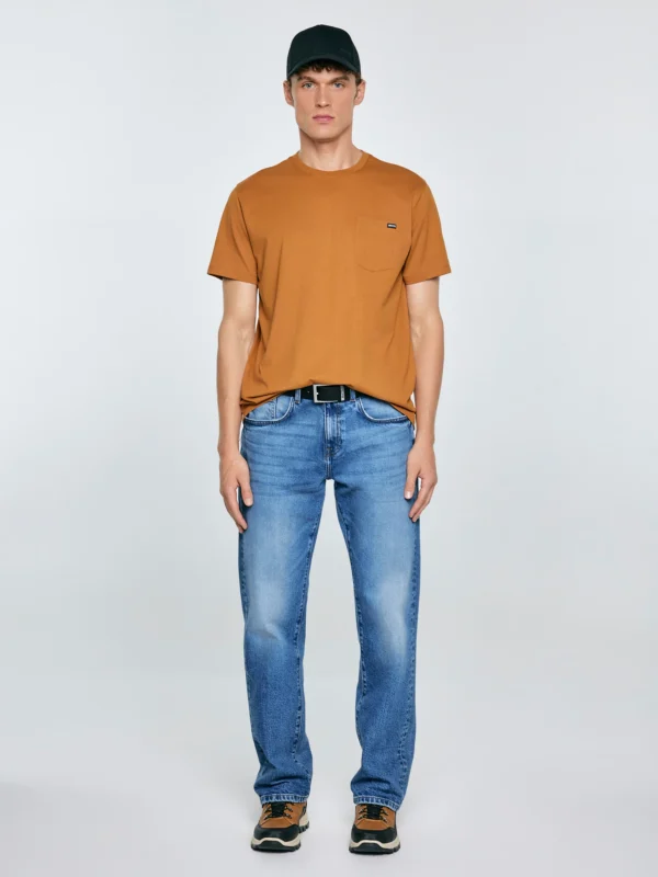 Koszulka męska z kieszonką brązowa Carbon 802