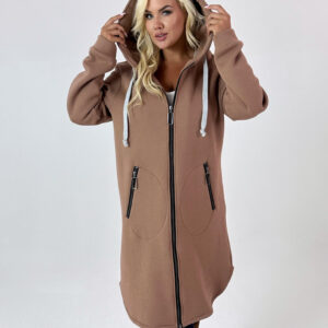 Ciepła dresowa płaszczo-bluza Daria w karmelowym kolorze XXL OVERSIZE JESIEŃ