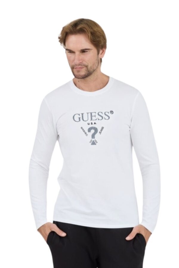 GUESS Biały męski longsleeve Ls Cn