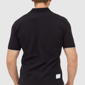 LA MARTINA Czarna męska koszulka polo z wyszywanym logo