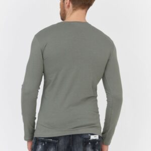 EMPORIO ARMANI Zielony longsleeve męski z granatowym logo