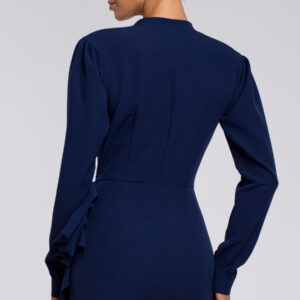 Elegancka kopertowa sukienka mini z drapowaniem granatowa