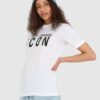 DSQUARED2 Biały t-shirt damski z logo icon