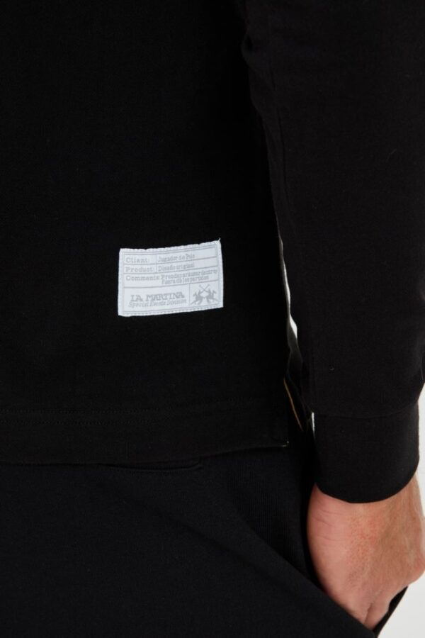LA MARTINA Czarny męski longsleeve polo Piquet Stretch