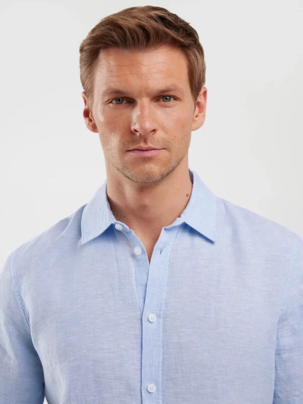 Lniana koszula męska z krótkim rękawem Linerso 400