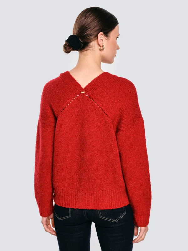 e8a64110db4c55c7c3a4dab3f8b3ad394834975f Kardigan damski z dodatkiem wełny czerwony Kardila 603