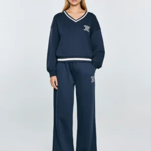 Spodnie damskie dresowe wide granatowe Madelinap 403