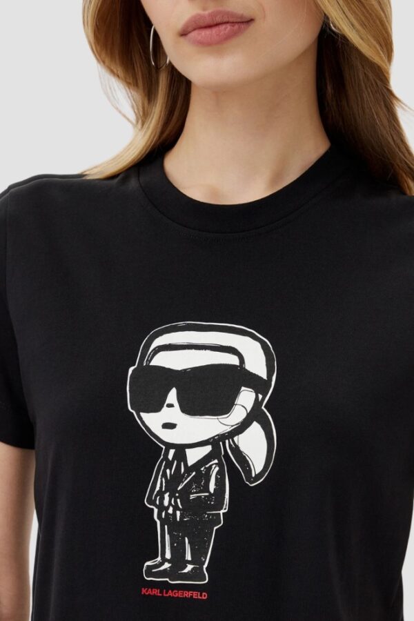 KARL LAGERFELD Czarny damski t-shirt Ikon Sketch Karl