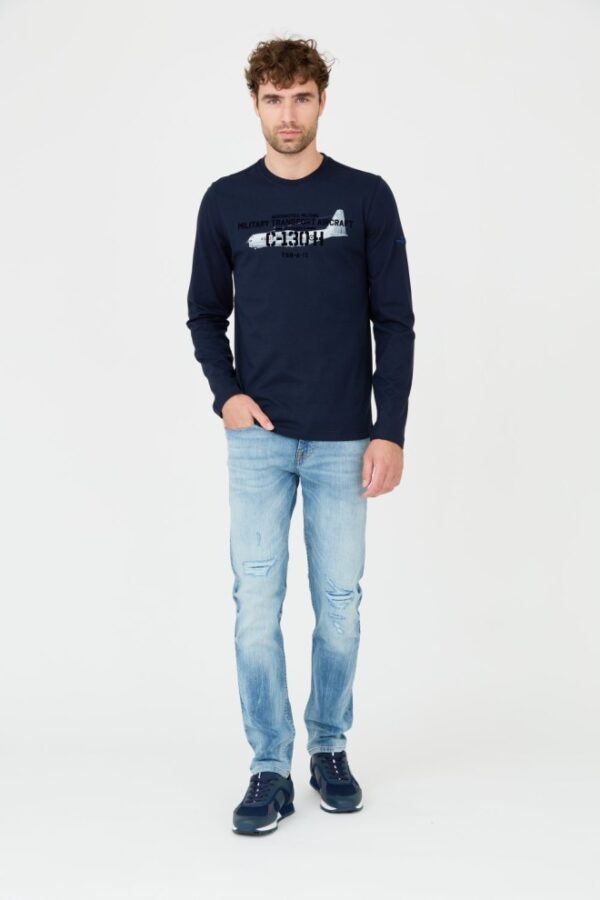 AERONAUTICA MILITARE Granatowy męski longsleeve bawełniany