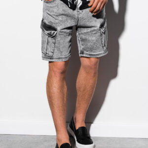 e9bd9ac99e8d305f070718948ead46ef29a6a167 Krótkie spodenki męskie jeansowe - szare