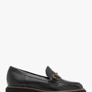 Mokasyny damskie w kolorze czarnym z ozdobą