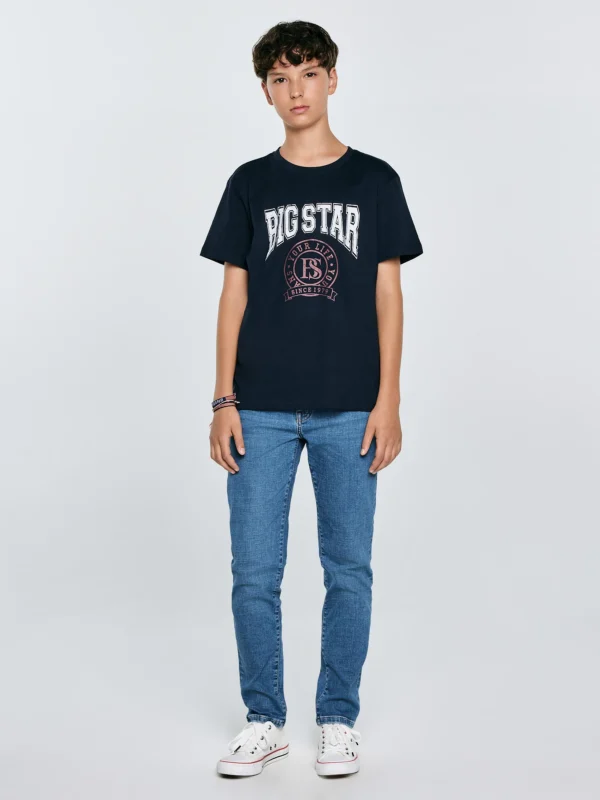 ea62411cd552819d3cc06808cece9b3267204e98 Koszulka chłopięca z nadrukiem granatowa Mauter 403