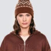 Czapka zimowa z pomponem brązowa Igory 804