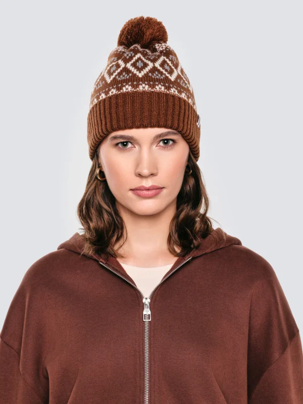 Czapka zimowa z pomponem brązowa Igory 804