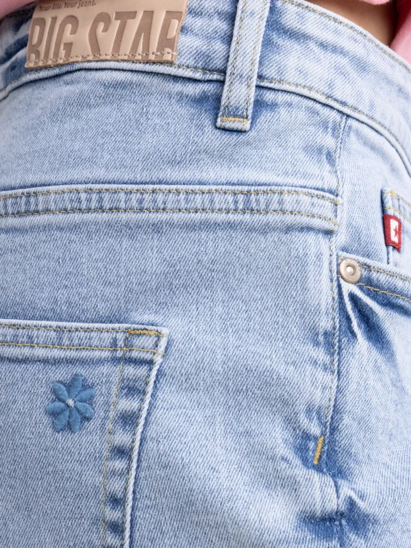 Jeansy dziewczęce z prostą nogawką jasnoniebieskie Lola 213