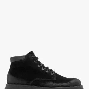 Czarne trzewiki męskie na masywnym spodzie