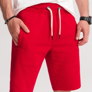 Krótkie spodenki męskie z kieszeniami - czerwone V7