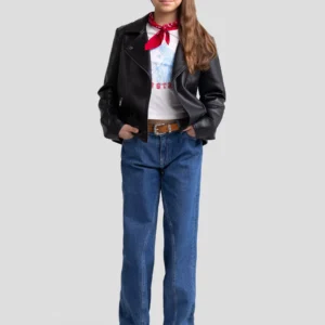 Kurtka dziewczęca ramoneska czarna Aria 906