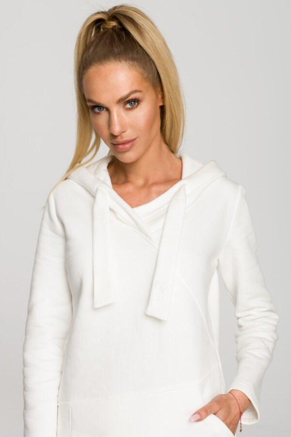 Sukienka sportowa jak długa bluza z kapturem ecru bawełna premiu