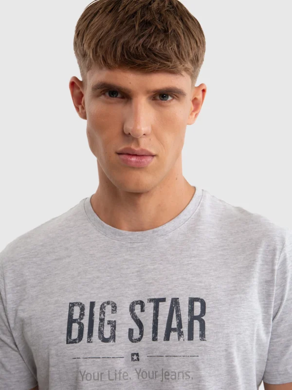 Koszulka męska o klasycznym kroju szara Bruno 901