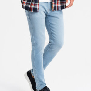 Dopasowane jeansowe spodnie męskie SLIM FIT z elastanem – błękitne V3