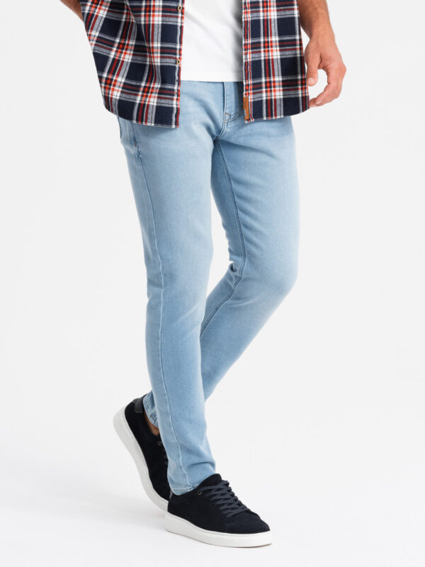 Dopasowane jeansowe spodnie męskie SLIM FIT z elastanem – błękitne V3