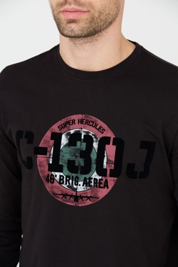 AERONAUTICA MILITARE Czarny męski bawełniany longsleeve