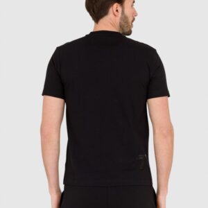 EA7 Czarny męski t-shirt z naszywką z logo