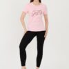 GUESS Różowy damski t-shirt bawełniany Stones&embro Tee