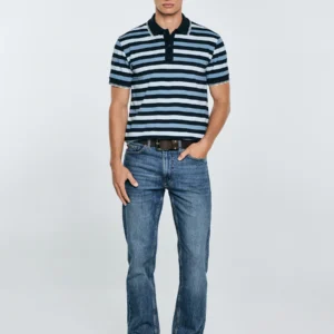 Koszulka męska polo w kolorowe paski Seulir 401