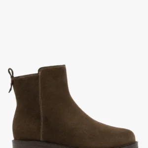 Zielone botki ze skóry welurowej