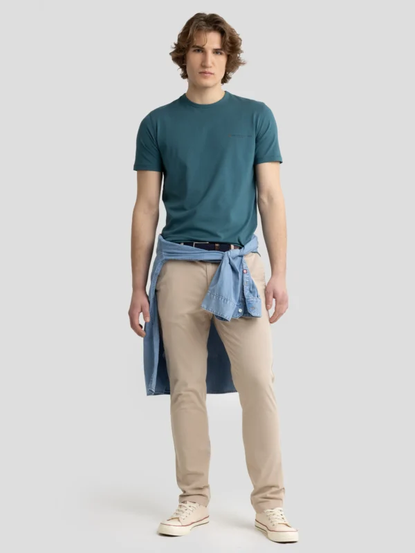 Koszulka męska z niewielkim nadrukiem na piersi zielona Irter 304