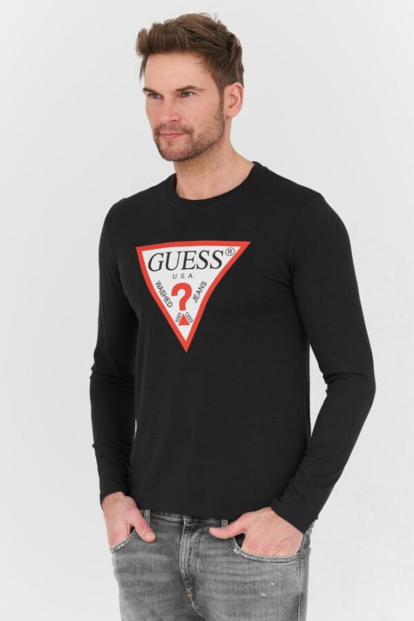 GUESS Czarny męski longsleeve Original Logo Tee