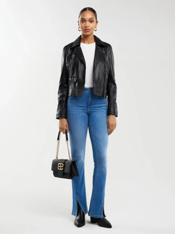 f4001a85992684bebca4eae2542ceb0808da1303 Jeansy damskie bootcut z rozcięciami niebieskie Blake 402