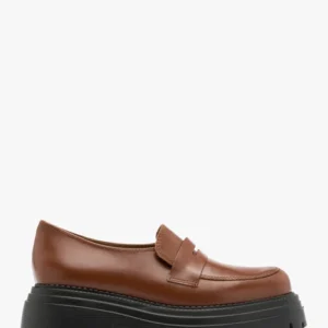 Brązowe mokasyny na grubej podeszwie