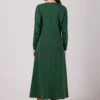 Długa sukienka dzianinowa z dekoltem V kimonowa zielona