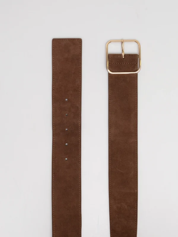 Pasek damski skórzany zamszowy brązowy Gelta 804
