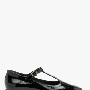 Czarne lakierowane baleriny T-Bar