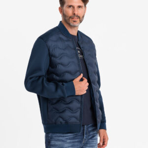 Kurtka męska bomberka z pikowanym wzorem – granatowa V2