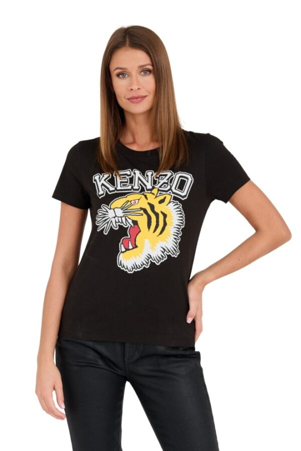 KENZO Czarny damski t-shirt Tiger Varsity crewneck