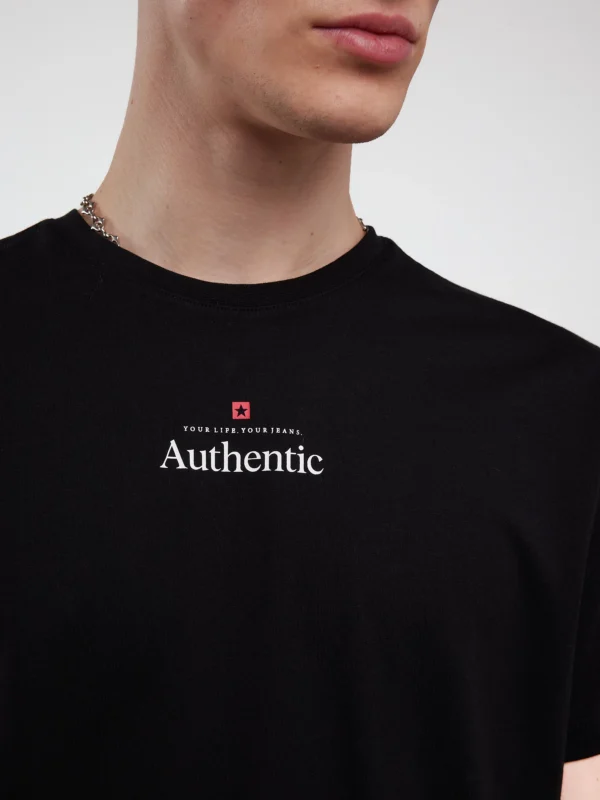 Koszulka męska z linii Authentic z nadrukiem czarna Techmunen 906
