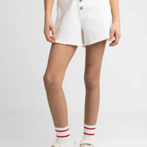 Szorty dziewczęce jeansowe luźne białe Lunis 101