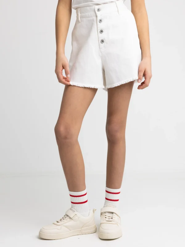 Szorty dziewczęce jeansowe luźne białe Lunis 101