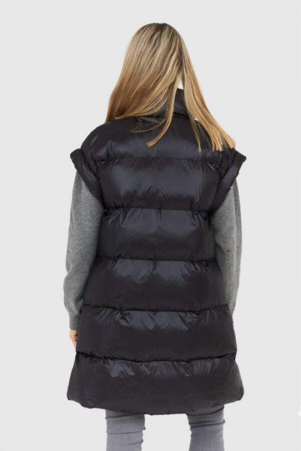 BLAUER Długi czarny bezrękawnik damski Daisy