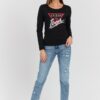 GUESS Czarny damski longsleeve Icon Tee z dużym logo