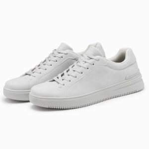 Jednolite casualowe buty męskie z eko nubuku – jasnoszare V2